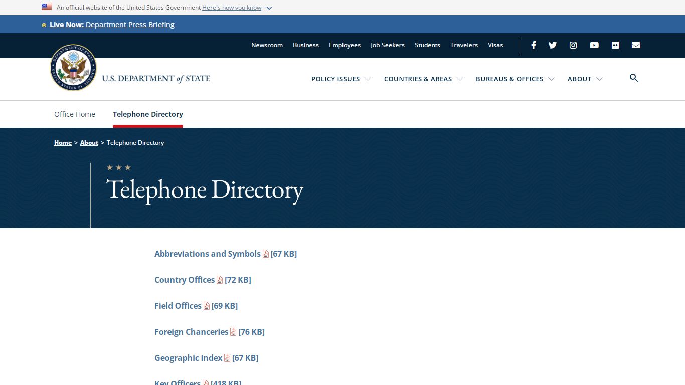 Telephone Directory - United States Department of State